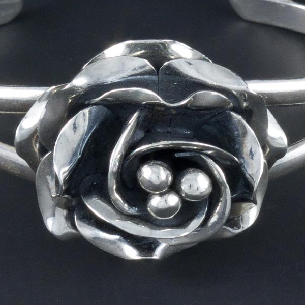 Small Rose Bracelet Mexican Sterling Silver