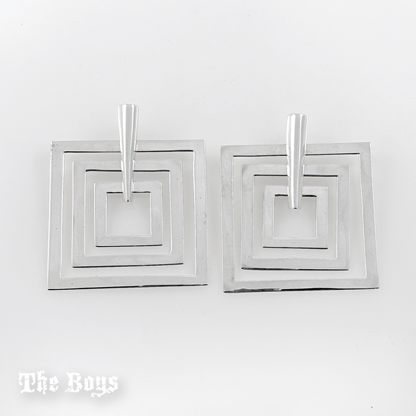 Plain Square Earrings Sterling Silver