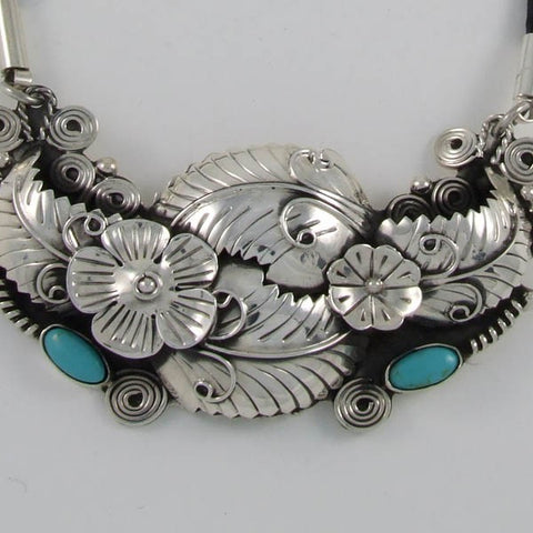 Silver Flowers with Turquoise Stones
