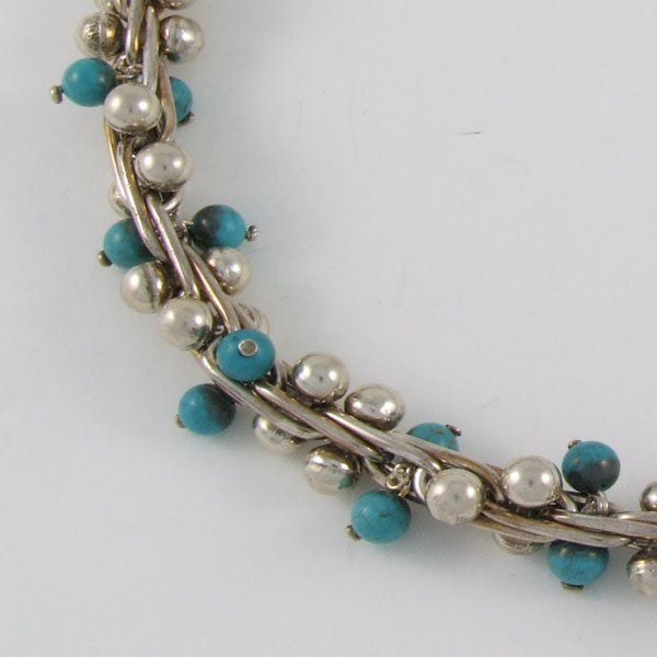 Silver & Turquoise Marbles Bracelet