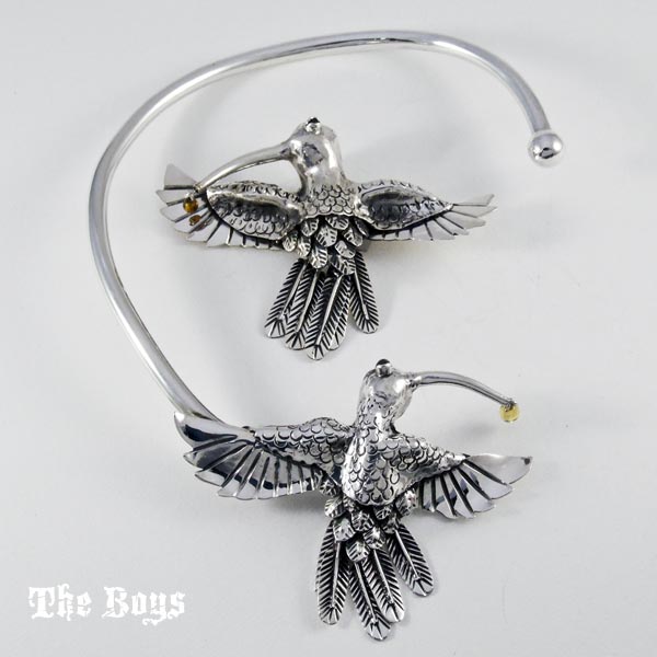 Hummingbird Set Pendant and Necklace Mexican Sterling Silver - Set