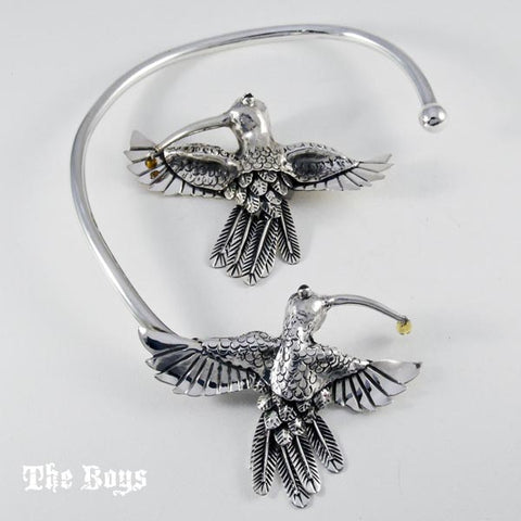Hummingbird Set Pendant and Necklace Mexican Sterling Silver - Set