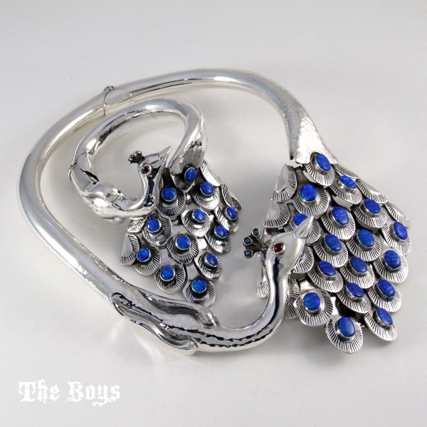 Peacock Set Bracelet and Necklace Mexican Sterling Silver - Set