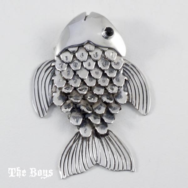Fish Plain Pendant Mexican Sterling Silver - Onyx