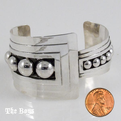 Pressed Beads Bracelet Mexican Sterling Silver