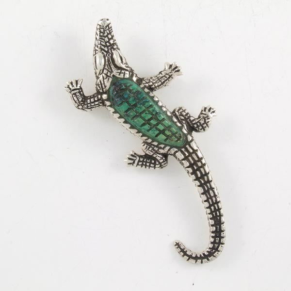 Malaquite Crocodile Brooch