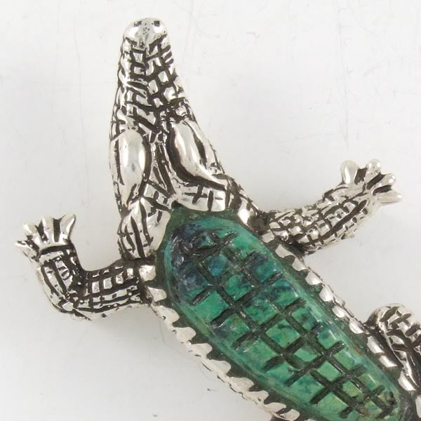 Malaquite Crocodile Brooch