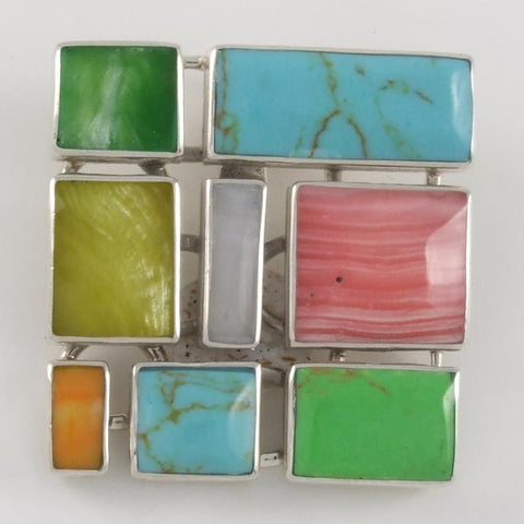 Multi Stones Square Pendant