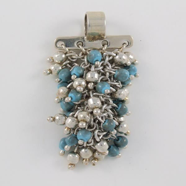 Silver & Turquoise Marbles Pendant