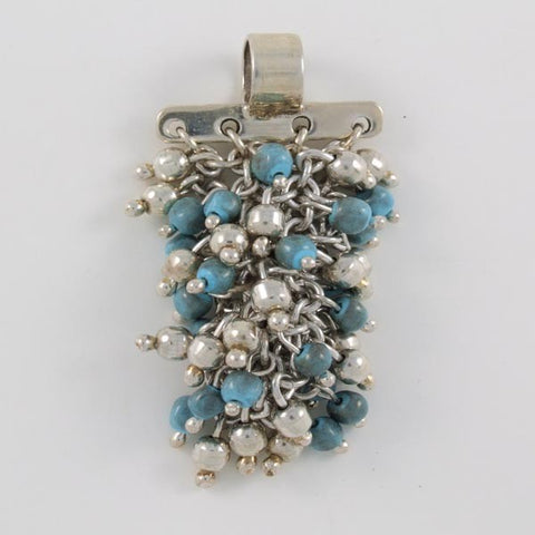 Silver & Turquoise Marbles Pendant