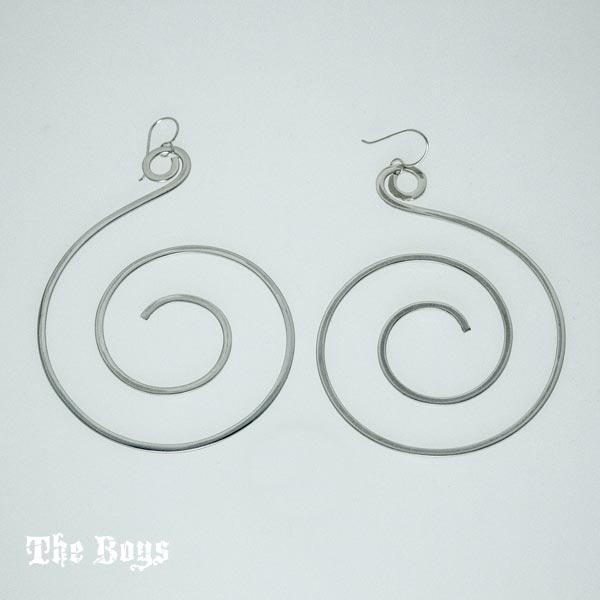 Big Spiral Plain Earrings Mexican Sterling Silver