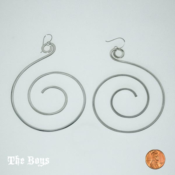Big Spiral Plain Earrings Mexican Sterling Silver