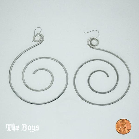 Big Spiral Plain Earrings Mexican Sterling Silver