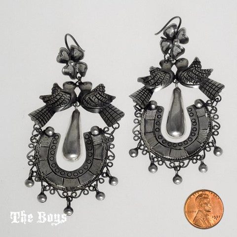 Birds Plain Earrings Mexican Sterling Silver