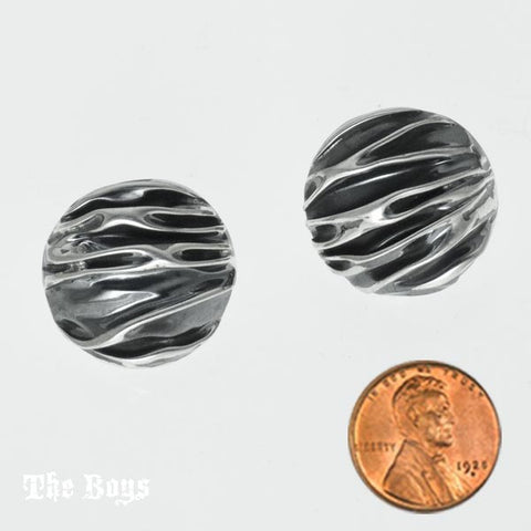 Crinkle Circle Oxidized Earrings Mexican Sterling Silver