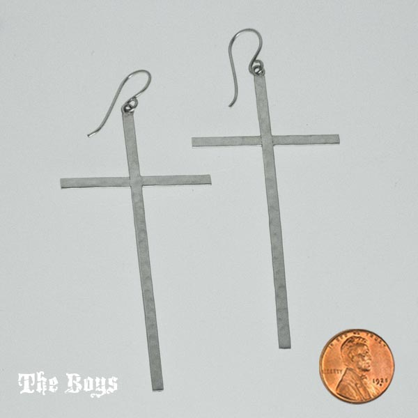 Cross Plain Earrings Mexican Sterling Silver