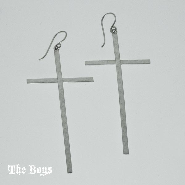 Cross Plain Earrings Mexican Sterling Silver