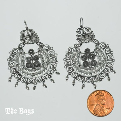 Filigree Plain Earrings Mexican Sterling Silver