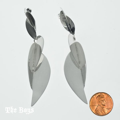 Leaves Plain Earrings Mexican Sterling Silver