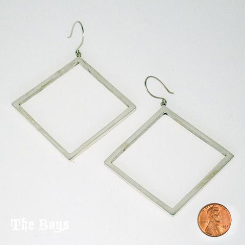 Square Plain Earrings Mexican Sterling Silver