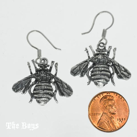 Bees Plain Earrings Mexican Sterling Silver
