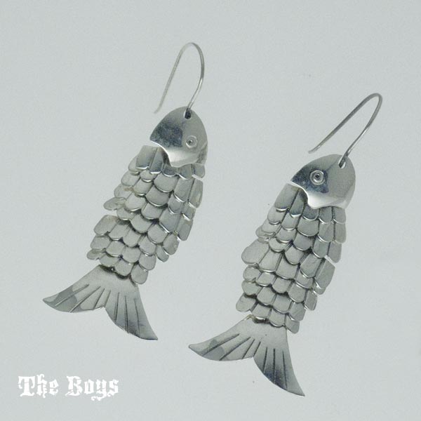 Fish Plain Earrings Mexican Sterling Silver