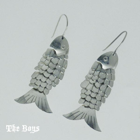 Fish Plain Earrings Mexican Sterling Silver