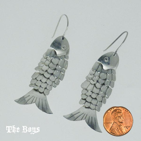 Fish Plain Earrings Mexican Sterling Silver