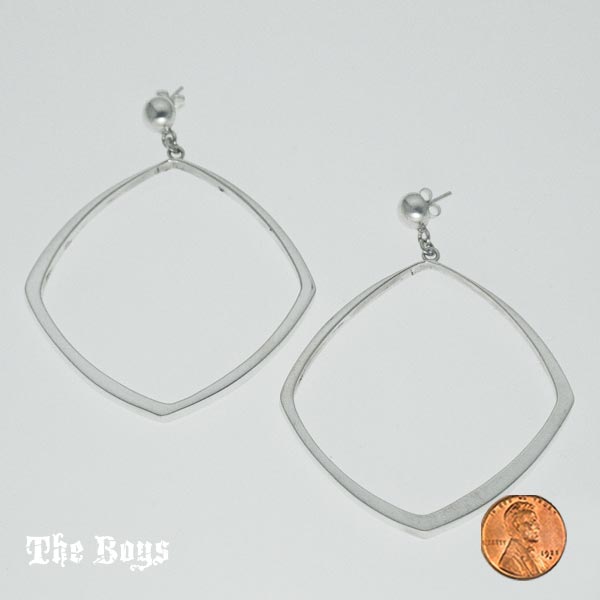 Hoops Square Plain Earrings Mexican Sterling Silver