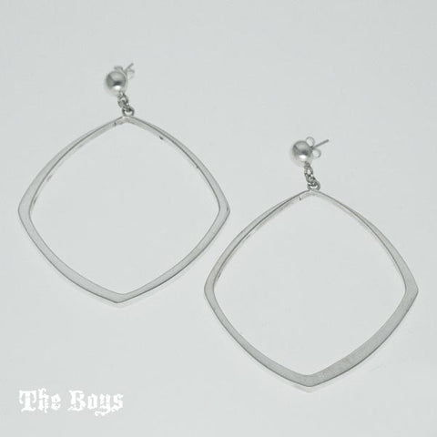 Hoops Square Plain Earrings Mexican Sterling Silver