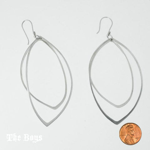 Two Leaves Plain Earrings Mexican Sterling Silver