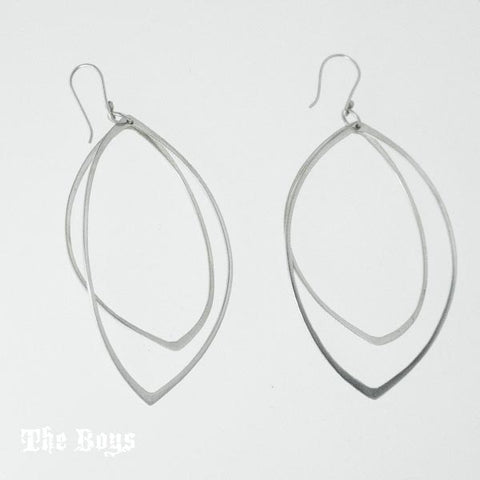 Two Leaves Plain Earrings Mexican Sterling Silver