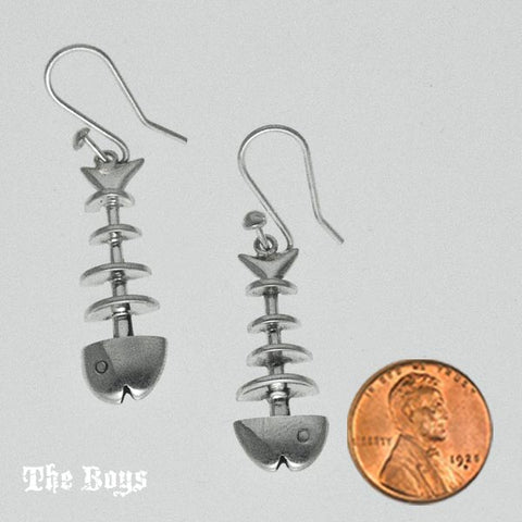 Fishbone Plain Earrings Mexican Sterling Silver