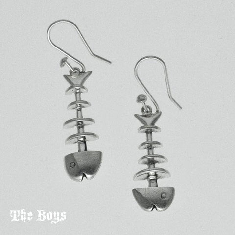 Fishbone Plain Earrings Mexican Sterling Silver
