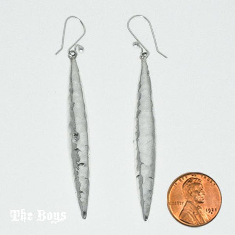Chick Sticks Hammered Earrings Mexican Sterling Silver