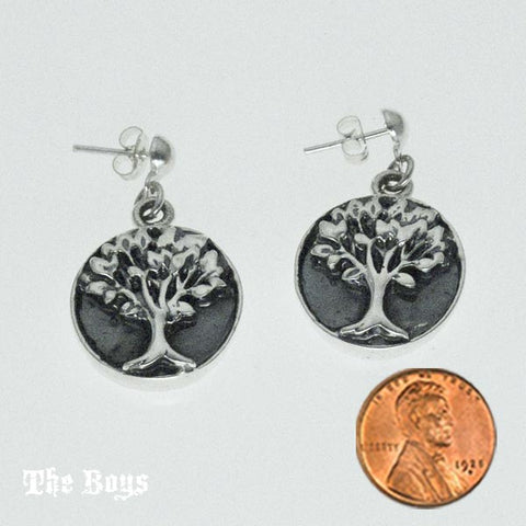 Tree of Life Oxidized Earrings Mexican Sterling Silver