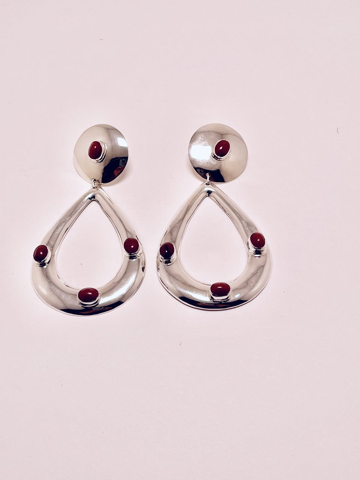 Stone Drops Earrings Coral