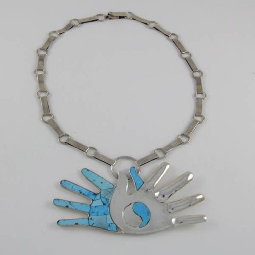 Turquoise Hand Silver Necklace