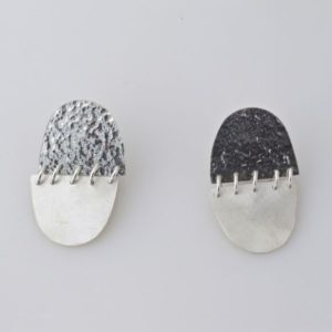 Oval Hammered/Brushed Clip On Earring