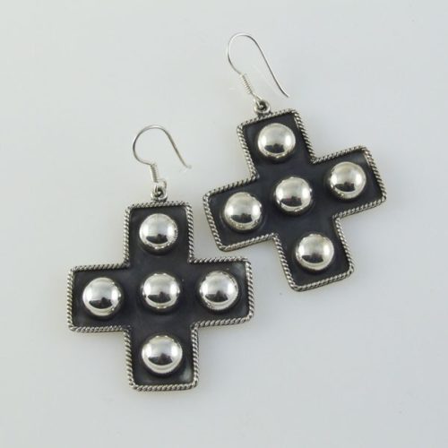 Oxidized Silver Cross Post Earrings