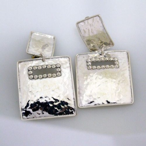 Clip On Earring Square hammered