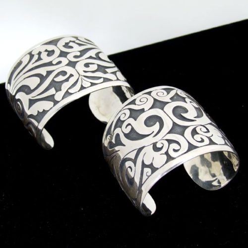 Silver Oxidized Hand cut out Cuffs