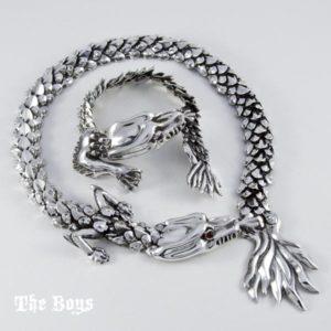 Dragon Set Bracelet and Necklace Mexican Sterling Silver